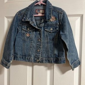 Old Navy Girl's Jean jacket with a Pink flower on front, size 5, good condition